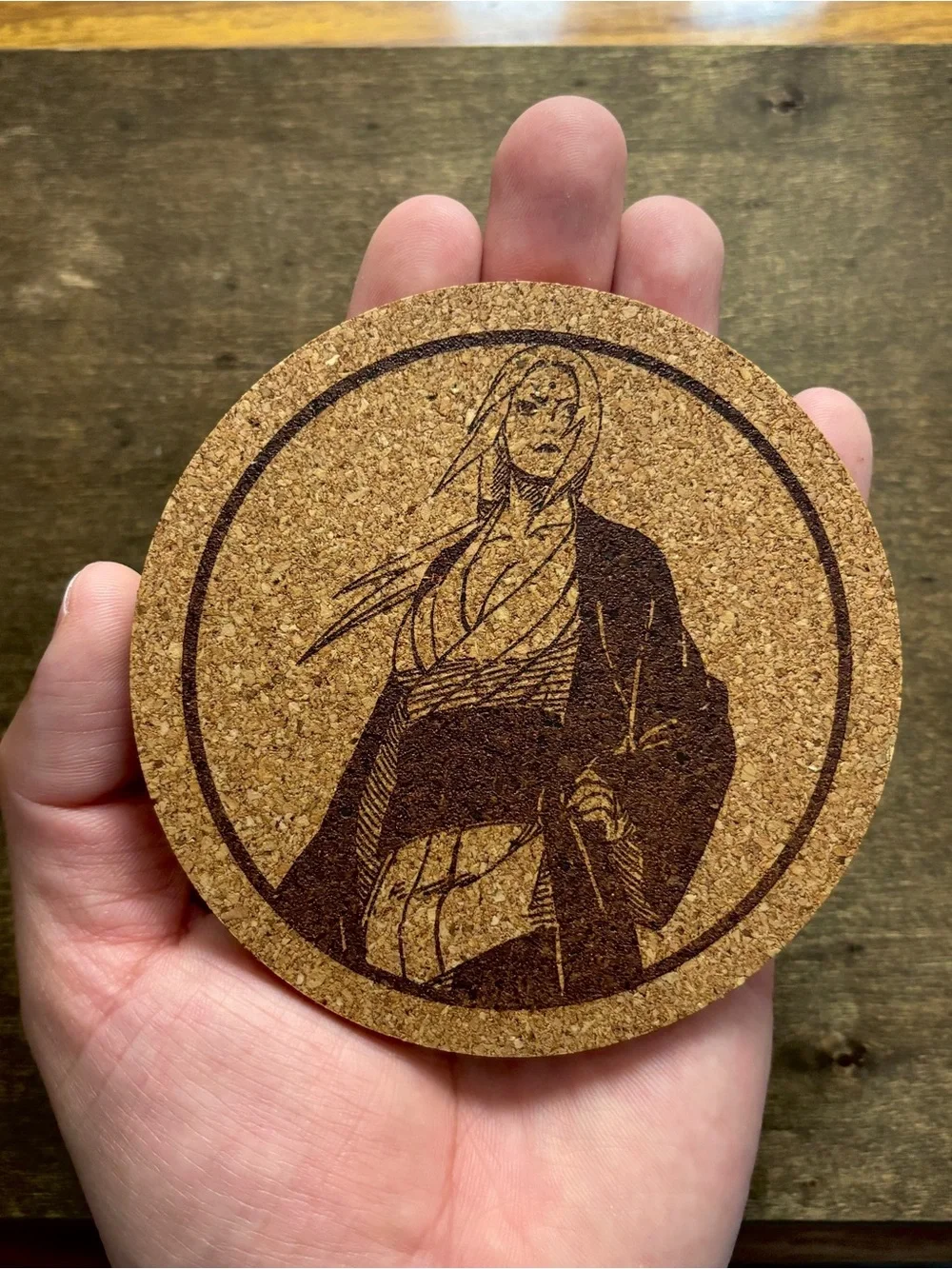 Naruto Tsunade Laser Engraved Cork Coaster #2
